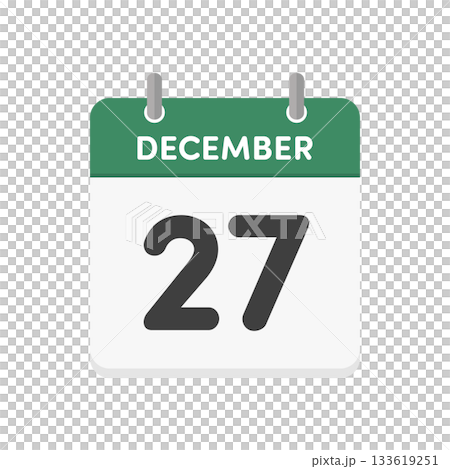 December 27th - December 27th daily calendar icon - English calendar with date 12/27 133619251