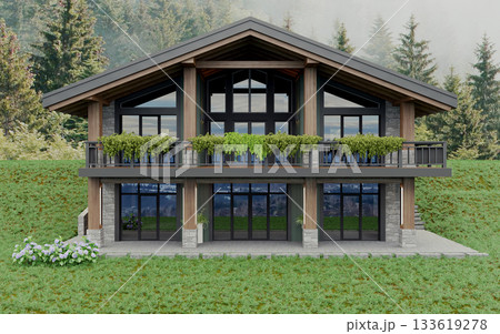 Private chalet-style house in green and stone in the mountains Private chalet-style house in green and stone in the mountains 133619278