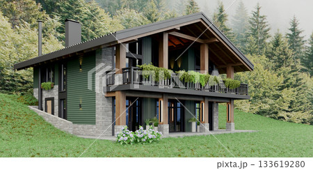 Private chalet-style house in green and stone in the mountains Private chalet-style house in green and stone in the mountains 133619280