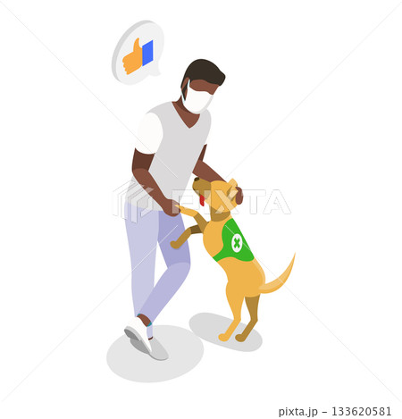 3D Isometric Flat Vector Illustration of Guide Dogs , Providing Independence and Support for Individuals with Visual Impairments. Item 1 133620581