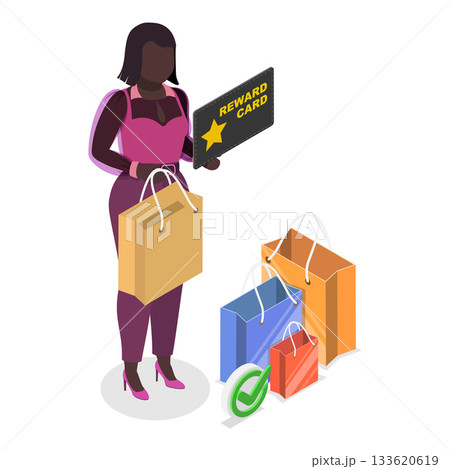 3D Isometric Flat Vector Illustration of Loyalty Program, Cashback or Money Back. Item 3 3D Isometric Flat Vector Illustration of Loyalty Program, Cashback or Money Back. Item 3 133620619