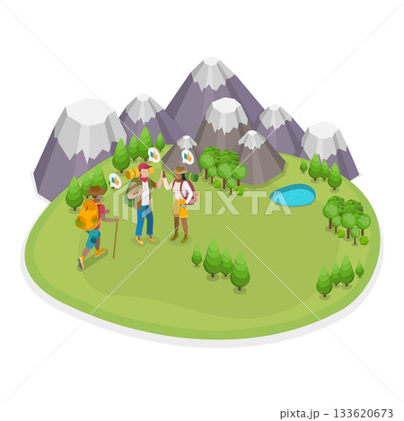 3D Isometric Flat Vector Illustration of Healthy Activities and Lifestyle, Sprint, Jogging. Item 3 133620673