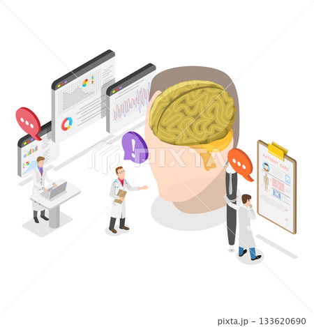 3D Isometric Flat Vector Illustration of Psychology and Neurology, Diagnosis And Treatment. Item 2 3D Isometric Flat Vector Illustration of Psychology and Neurology, Diagnosis And Treatment. Item 2 133620690