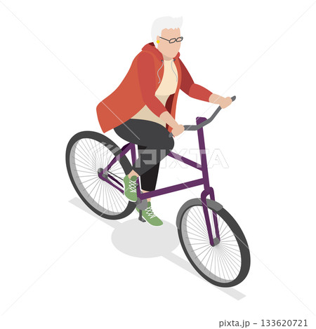 3D Isometric Flat Vector Illustration of Elderly Various Exercises, Active Seniors Engaging In Stretching, Cardio, Yoga, Pilates. Item 12 133620721