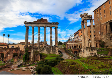 Ruins of the Roman Forum in Rome, Italy 133620742