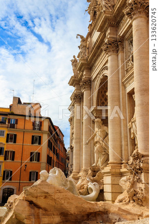 Trevi fountain in the center in Rome, Italy. Trevi is most famous fountain of Rome 133620745