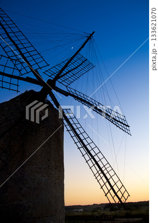 balearic islands windmill wind mill sunset in Formentera balearic islands windmill wind mill sunset in Formentera 133621070