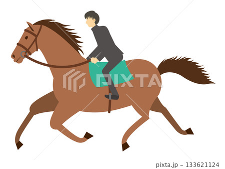 茶色い馬に乗る学ランを着た男子学生 茶色い馬に乗る学ランを着た男子学生 133621124