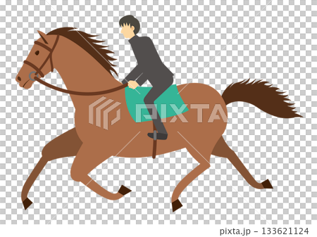 茶色い馬に乗る学ランを着た男子学生 茶色い馬に乗る学ランを着た男子学生 133621124
