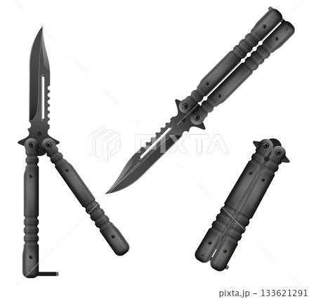 butterfly knife is a melee weapon vector illustration butterfly knife is a melee weapon vector illustration 133621291