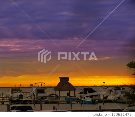 Cancun Mexico lagoon sunset marina Cancun Mexico lagoon sunset marina 133621473