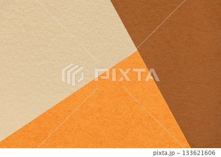 Geometric beige, brown and orange texture paper background for presentation, banner, template with copy space 133621606
