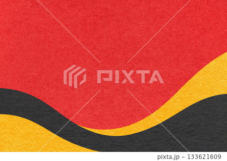 Textured red paper background with black and yellow wavy lines and waves, copy space for banner, presentation Textured red paper background with black and yellow wavy lines and waves, copy space for banner, presentation 133621609