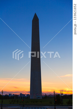 Washington Monument sunset in DC USA 133621852