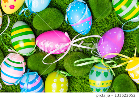 festive background of Easter eggs 133622052