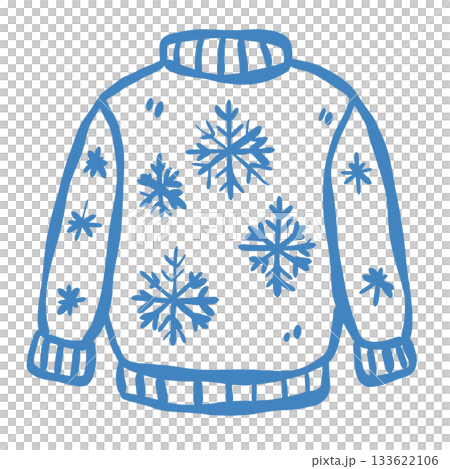 Cozy hand drawn winter sweater with cute snowflake details in a soft doodle style perfect for festive crafts holiday planners stickers warm seasonal clipart designs Cozy hand drawn winter sweater with cute snowflake details in a soft doodle style perfect for festive crafts holiday planners stickers warm seasonal clipart designs 133622106
