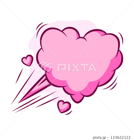 Valentine cartoon cloud heart. Romantic speech bubble in comic style. Love greeting card. Valentine cartoon cloud heart. Romantic speech bubble in comic style. Love greeting card. 133622122