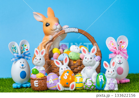 beautiful Easter decoration of bunnies 133622156