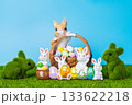 beautiful Easter decoration of bunnies 133622218