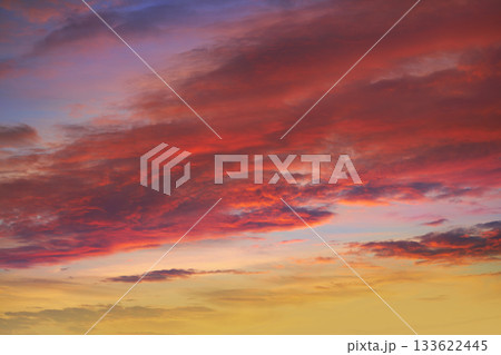 Sunset sky clouds orange and blue Sunset sky clouds orange and blue 133622445