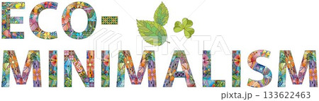 Word ECO-MINIMALISM hand drawn modern design vector illustration. Word ECO-MINIMALISM hand drawn modern design vector illustration. 133622463