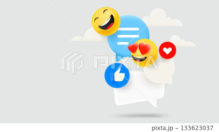 Social media communication concept. 3d vector illustration 133623037