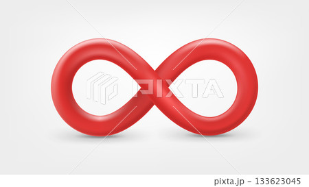 Red Infinity sign isolated on white background. 3d vector illustration 133623045