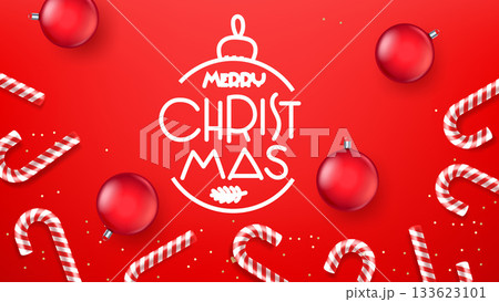 Christmas greeting card with calligraphic inscription. 3d vector banner 133623101