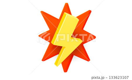 Yellow thunderbolt isolated on white background. 3d vector illustration Yellow thunderbolt isolated on white background. 3d vector illustration 133623107