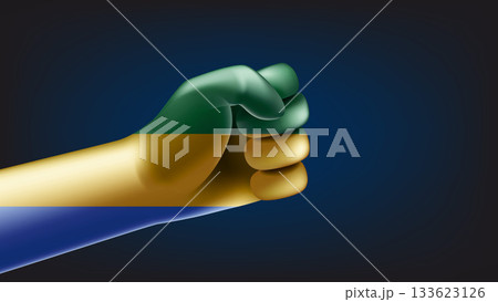Fist with flag of Gabon. 3d vector illustration 133623126