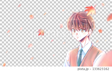風になびく学生　やる気　紅葉 133623162