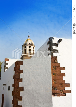 Lanzarote Teguise white village with church tower 133623260