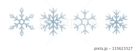 Minimal vintage stipple sandy dots snowflakes set. Cute dotted snow ice shapes collection. Fading gradient Christmas or New Year Holiday symbols. Minimal vintage stipple sandy dots snowflakes set. Cute dotted snow ice shapes collection. Fading gradient Christmas or New Year Holiday symbols. 133623327