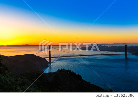 Golden Gate Bridge San Francisco sunrise California 133623396