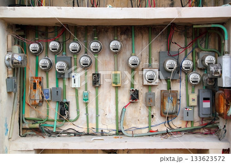electric meter messy electrical wiring installation electric meter messy electrical wiring installation 133623572