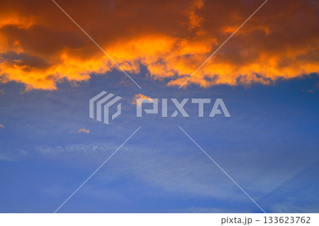Sunset sky clouds orange and blue 133623762