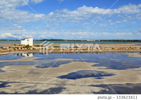 Ses Salines Formentera saltworks horizon balearic Ses Salines Formentera saltworks horizon balearic 133623811