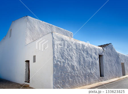 Ibiza Santa Agnes whitewashed houses 133623825