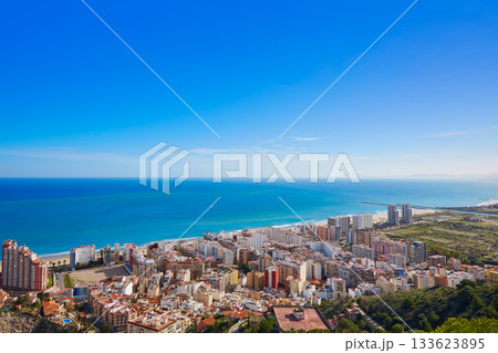 Cullera beach aerial with skyline of village Valencia 133623895