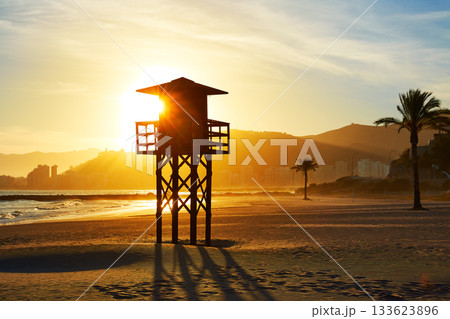 Cullera Playa los Olivos beach sunset in Valencia Cullera Playa los Olivos beach sunset in Valencia 133623896
