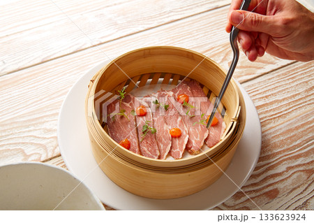 Iberian pork ham with XO sauce 133623924