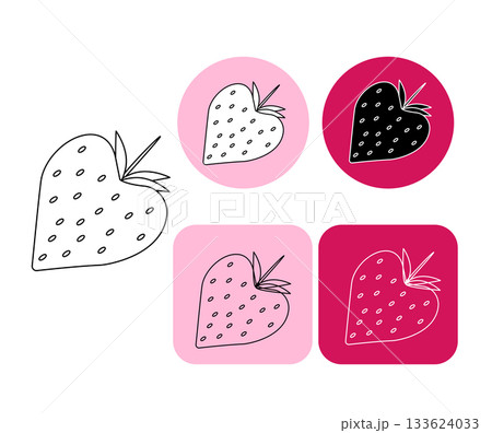Strawberry icon, Logotype Valentine's Day. Vector graphic line black and white illustration. Banner, poster, wrapping paper, sticker, print, modern textile design. Strawberry icon, Logotype Valentine's Day. Vector graphic line black and white illustration. Banner, poster, wrapping paper, sticker, print, modern textile design. 133624033