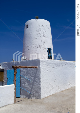 Ancient white salt windmill mill in Formentera 133624065