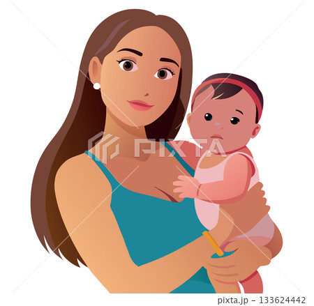 Young mother holding her baby boy with love and care Young mother holding her baby boy with love and care 133624442