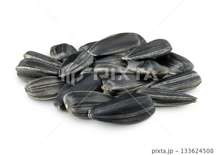 Sunflower seeds isolated on white background 133624508