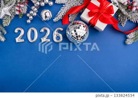 Silver 2026 with Christmas Gift and Decorations Silver 2026 with Christmas Gift and Decorations 133624534