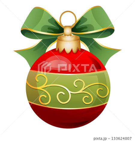 shiny baubles with green ribbon shiny baubles with green ribbon 133624807