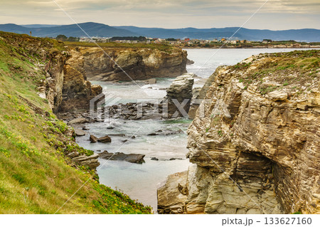 Cathedral Beach in Galicia Spain. Tourist attraction. Cathedral Beach in Galicia Spain. Tourist attraction. 133627160