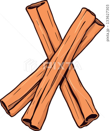 Three cinnamon sticks forming an x shape on white background Three cinnamon sticks forming an x shape on white background 133627303