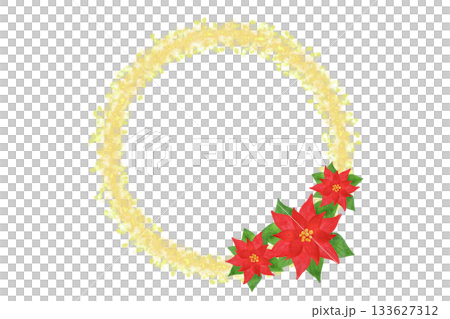 Christmas neon frame, poinsettia, watercolor style, illustration, decorative frame, New Year's card, background material Christmas neon frame, poinsettia, watercolor style, illustration, decorative frame, New Year's card, background material 133627312